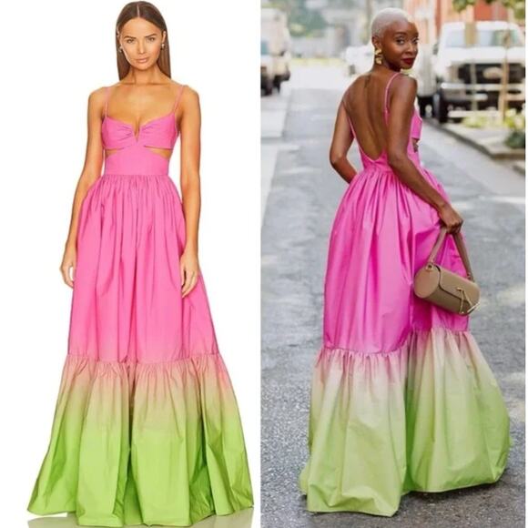 SAU LEE Nova Gown in Pink Chartreuse Ombre - Picture 1 of 11
